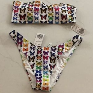 NWT forever 21 swim suit wht/butterfly print sz L